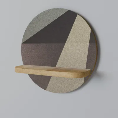 Produktbild von Rundes Wandregal im Geometrie-Design, Beige, Eichendekor, 34x34x11,8 cm (B x H x T)