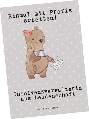 Produktbild von Mr. & Mrs. Panda Ansichtskarte Insolvenzverwalterin Leidenschaft - Grau Pastell - Geschenk, Ansichtskarten, Postkarte, Grußkarte, bildkarte, Postkarten