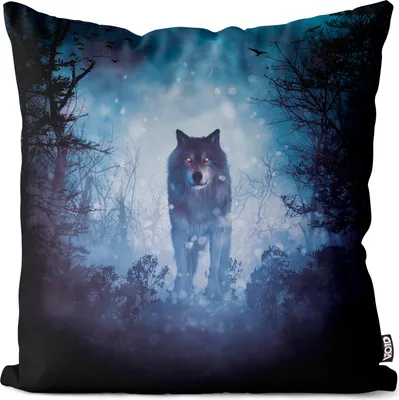Produktbild von VOID Wolf Mond Fantasy Tier Kissenbezug Kissenhülle Sofakissen Kissen Deko Outdoor-Kissen Dekokissen