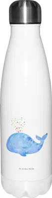 Produktbild von Mr. & Mrs. Panda Wasserflasche Wal Konfetti - Weiß - Geschenk, Vakuumflasche, Trinkflasche, Urlaub, trinkflaschen, Wale, Geburtstag, thermobehälter, Neustart, Abnehmen