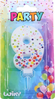 Zdjęcie produktu dla Świeczka imprezowa numer 9 w kropki