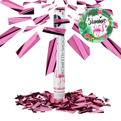 Konfettikanone 40 cm, metallische Folie, rosa, 800 Blätter, für Partys