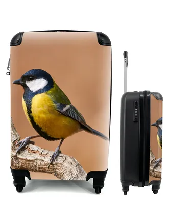 Produktbild von MuchoWow® Koffer Handgepäck Trolley Rollkoffer Kleine Reisekoffer mit 4 Rollen - Vogel - Kohlmeise - Zweige - Cabin Size < 55x40x23 cm & 55x40x20 cm - Fotokoffer - Kabinenkoffer - Boardgepäck - Reise-Box - Reisekoffer - Reisegepäck - Koffer mit Bild - Trolley für Kinder