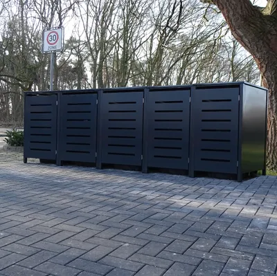 Produktbild von 5 Mülltonnenboxen Modell No.6 Anthrazit komplett RAL7016 für 120Liter Mülltonnen