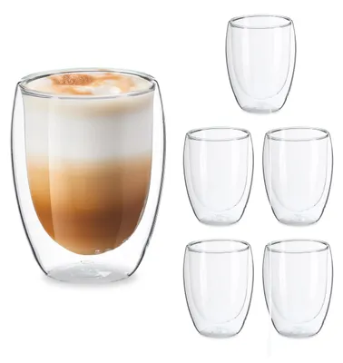 6 Latte Macchiato Gläser, doppelwandig, 350 ml, transparent