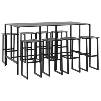 Produktbild von vidaXL 9-tlg. Gartenbar-Set Schwarz Pulverbeschichteter Stahl