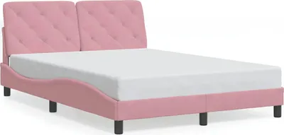 Image de vidaXL Cadre de lit sans matelas rose 140x190 cm velours