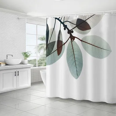 Produktbild von Ibenzoa® Wasserdichter, schimmelresistenter Duschvorhang 180 x 180 cm aus Polyester, farbiges Muster, schnelltrocknend, inkl. 12 Ringe – für gerade & gebogene Stangen