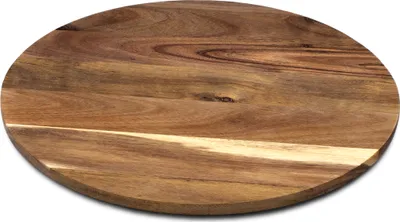 Produktbild von Akazie Servierplatte drehbar - 35 cm - Drehteller für Käse Wurst Snacks - Holzteller Servierbrett Gewürzrondell Kuchenplatte