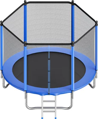 Produktbild von SucceBuy Outdoor-Bodentrampolin 244 x 244 cm mit Sicherheitsnetz und stabilem Stahlrahmen, ASTM-, belastbar bis 120 kg, ideal für den Garten und geeignet für Kinder.