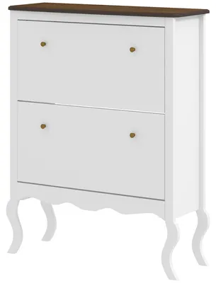 Produktbild von Schmaler Schuhschrank mit 2 Klappschubladen und verstellbaren Einlegeb?den fš¹r 16 Paar Schuhe, 84 x 29 x 109 cm, Wei?