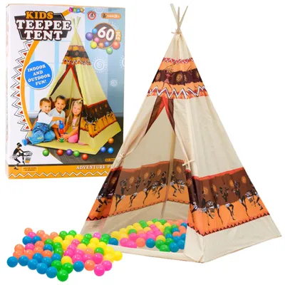 Produktbild von LeanToys Tipi-Zelt 155cm + 60 Bälle