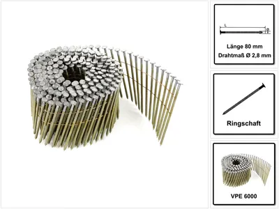 Produktbild von Bostitch Coilnägel Ringschaft Blank 2,80 x 80mm 6000 St. 15° ( F280R80Q )