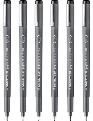 Produktbild von STAEDTLER 308 08-9 Pigment Liner Fineliner, 0,8 mm Spitze, schwarze Tinte, 6 Stück
