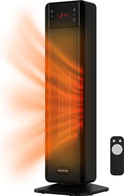 Produktbild von Auronic Elektroheizung - 2000W Heater - Keramik-Heizlüfter - Bis 30m² - Oszillierend - Turmheizlüfter - Mit Fernbedienung - Schwarz