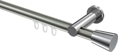 Produktbild von Interdeco Innenlaufstange / Gardinenstange mit Innenlauf Edelstahl-Optik / Chrom, Typ Platon Sitra (Konus), 20 mm Ø 1-läufig, 400 cm