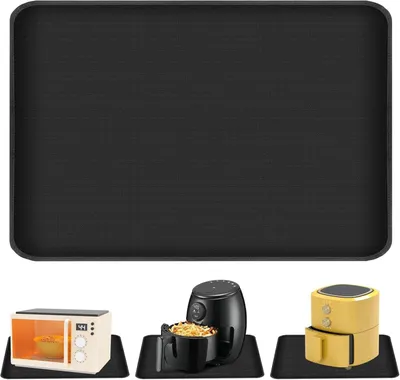 Produktbild von Feuerfeste Matte 60x40cm, hitzebeständige Matte für Heißluftfritteusen, Kaffeemaschinen, rutschfeste Silikonmatte mit Glasfaserschutz für Küchenarbeitsplatten, Backöfen und Grills.