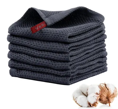 Immagine prodotto di Set di 6 strofinacci in cotone, colore grigio, dimensioni 34 x 34 cm