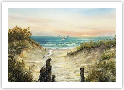 Produktbild von Poster - Poster ohne Rahmen - Impressionismus Möwen Küste - 70x50 cm - Wand Bild - Wanddeko - Wandbilder - Kunstposter - Wandposter - Bilder - Kunstdruck - Wanddekoration - Wandbild - P2XAA70x50-4602