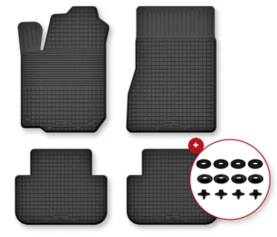 Image de Tapis de sol en caoutchouc pour Peugeot 407 2004-2011 (coupé/berline/break) – 4 pièces, noirs, semi-universel, adapté