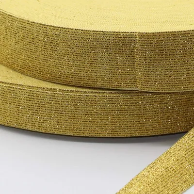 Elastisches Band, Lurex, glänzend, gelb, 35 mm, 10 m