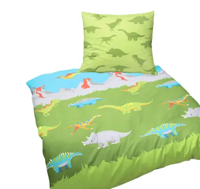 Produktbild von JACK by Bierbaum Kinder Biber Bettwäsche 2 tlg. 135x200cm Dinosaurier Dino Vulkan