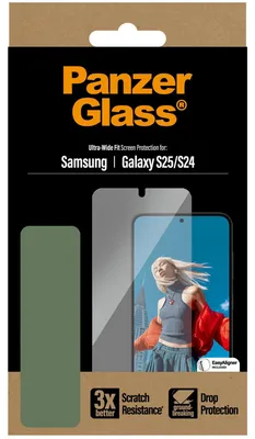 Produktbild von PanzerGlass ® Displayschutz Samsung Galaxy S25 | S24 | Ultra-Wide Fit, Samsung, Samsung - Galaxy S25, Samsung - Galaxy S24 5G, Trockene Anwendung, Kratzresistent, Schockresistent, Transparent, 1 Stück(e)