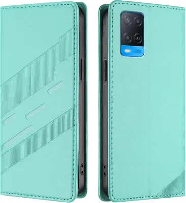 Image de Etui pour Oppo A54 4G/A54S/A55 5G/A16/A16S/A55S 5G/A53S 5G/A56 5G, étui portefeuille en cuirPolyuréthaneavec fente pour cartes et fonction Türkis stand