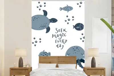 Produktbild von MuchoWow® Fototapete für Wohnzimmer oder Schlafzimmer Wandtapete Vinyl Motivtapete Meerestiere - Magie - Kinder - Jungen - Mädchen - Baby - 170x260 cm - Kindertapete - Wohnzimmertapete
