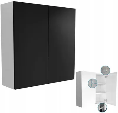 Zdjęcie produktu dla wisząca szafka łazienkowa 80x80 (2x40) czarny mat