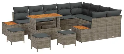 Image de Ensemble de canapés de jardin vidaXL avec coussins, 13 pièces, gris