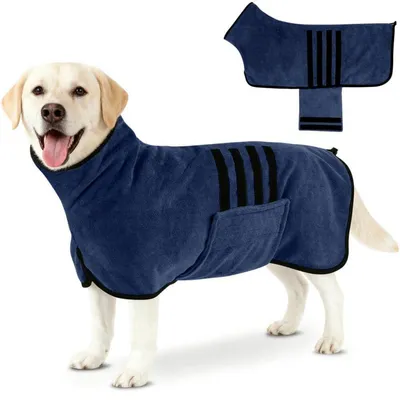 Produktbild von Hundebademantel Mikrofaser Dunkelblau XL