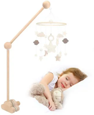 Produktbild von Baby-Mobile-Halterungen für Babybetten – Verstellbare Holz-Mobile-Halter – Abnehmbare Aufhängung für Baby-Mobiles – Ideal für Windspiele und Glockenspiele