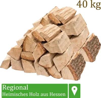 Obrázek produktu pro Palivové dřevo Palivové dřevo Dub 40 kg Pro kamna a krb Ohnivá mísa Gril Palivové dřevo Polena Dřevo 25 cm sušené v peci Flameup