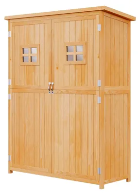 Produktbild von Gartenschrank Holz Geräteschuppen Gerätehaus Pultdach Garten Natur 127,5x50x164cm