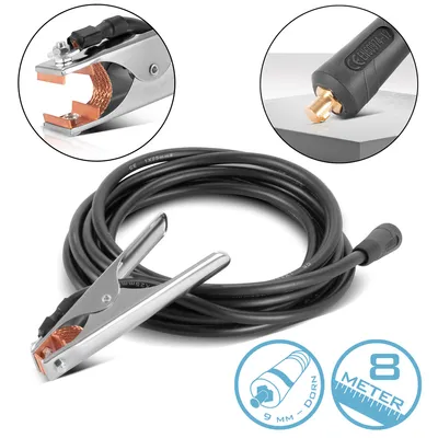 Produktbild von STAHLWERK Massezange 300 A Masseklemme 8 m Schweißkabel mit 25 mm² 9 mm Stecker