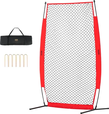 Obrázek produktu pro VEVOR I-Type for Batting Cage 1400 x 1065 x 2180 mm Baseball and Softball Safety Umbrella Body Protection Přenosný pálkařský deštník s přenosnou taškou a zemními kolíky, venkovní baseballová nadhazovací síť Red