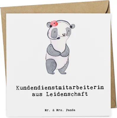 Produktbild von Mr. & Mrs. Panda Klappkarte Kundendienstmitarbeiterin Leidenschaft - Weiß - Geschenk, Customer Service, Glückwunschkarte, Spruch, anlasskarte, faltkarte, Lustig, Witzig