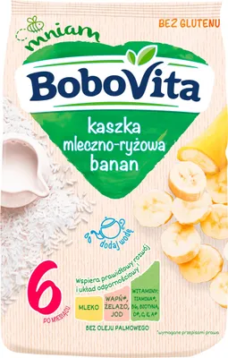 Obrázok produktu pre BoboVita Mliečna a ryžová kaša s banánom pre dojčatá od 6 mesiacov, 230 g