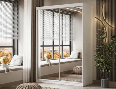 Produktbild von CAMARO III Schiebeschrank mit Spiegel 150 cm - Weiß