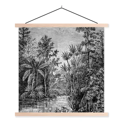 Produktbild von MuchoWow® Textilposter Design - Natur - Wasser - Pflanzen 120x120 cm mit holzfarbenen Rahmen - Textil-Poster
