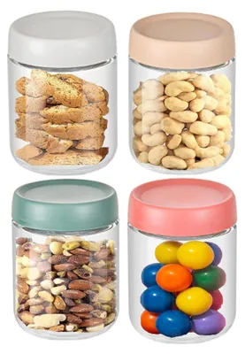 Produktbild von 4 Pack 500ML Overnight Oats Gläser,Einmachgläser mit Schraubdeckel für Overnight Oats Salat Joghurt Pudding Chutney Dessertgläser,Wiederverwendbare Glasbehälter mit Deckel Als Mason Jar