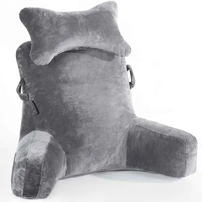 Imagen del producto de Cojín de lectura extra grande, con reposacabezas y reposabrazos desmontables, de 78x58 cm, ideal para la cama y el sofá