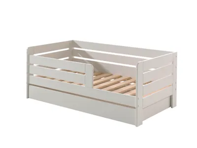 Produktbild von Vipack - Juniorbett mit Liegefläche 70 x 140 cm, Umrandung mit waagerechten Paneelen, inklusive Bettschublade, Ausf. MDF weiß lackiert