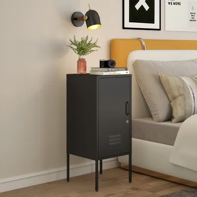 Immagine prodotto di Comodino 'Hausjärvi' con anta con serratura 82 x 35 x 35 cm acciaio nero