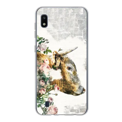 Produktbild von MuchoWow® Handyhülle Schutzhülle Hülle für Samsung Galaxy A10 Schottischer Highlander - Farbe - Blumen Silikon Softcase Handy Hülle - Schutzhülle
