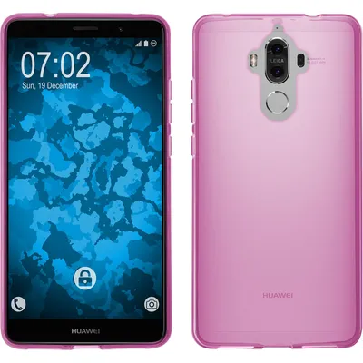 Produktbild von PhoneNatic Case kompatibel mit Huawei Mate 9 - rosa Silikon Hülle transparent + 2 Schutzfolien