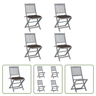 Produktbild von The Living Store Klappbare Gartenstühle 4 Stk. mit Kissen Massivholz Akazie