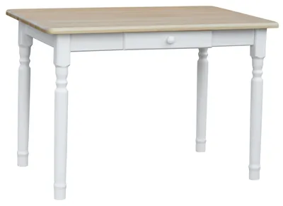 Produktbild von Weißer Tisch II mit Schublade aus massivem Kiefernholz mit lackierter Tischplatt 130 x 70 cm