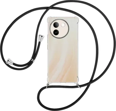 Produktbild von Handykette Backcover-Schutzhülle mit Band (Metall silberfarben) für vivo V30e 5G - schwarz